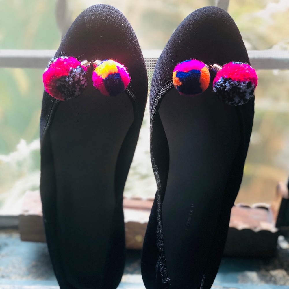 Sophia Webster suede pompom flats